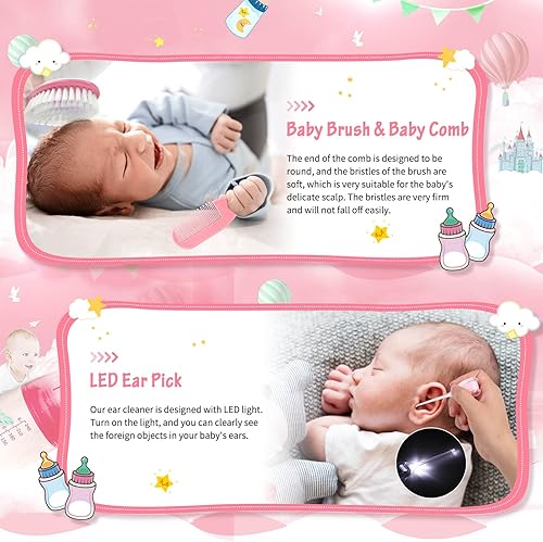 Miniatura 5 de Modacraft - Juego de 23 piezas de cuidado de la salud y aseo del bebé, juego de seguridad para bebés con cepillo para el pelo del bebé, cortaúñas,