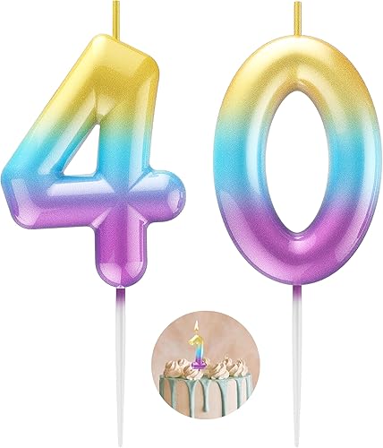 Miniatura 8 de Velas número 1 con diseño de arco iris, para decoración de fiesta de pastel de cumpleaños, suministros de celebración de aniversario de boda