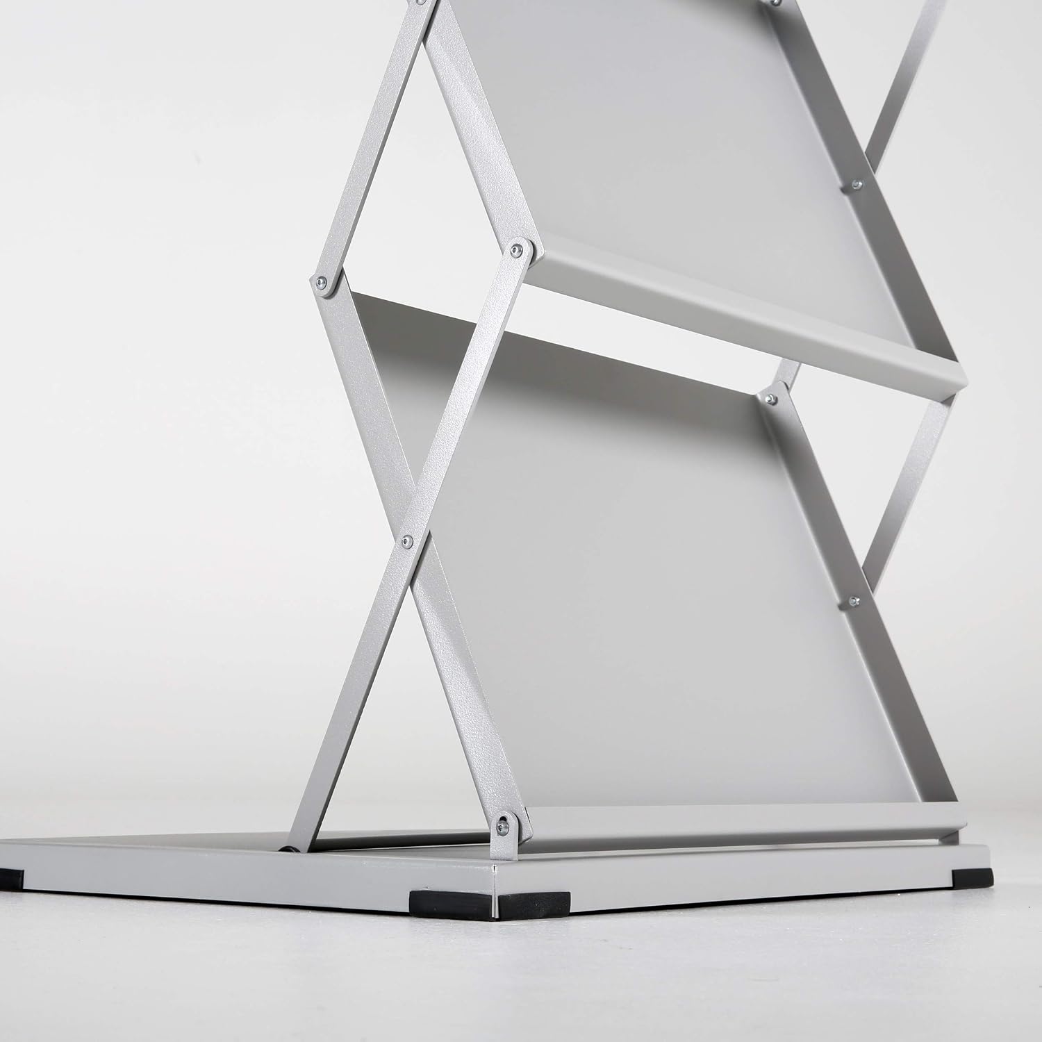 M&T Displays Foldable Counter with Steel Literature Holder and Carrying Bag, Magazine Rack, Brochure Display Stand, Catalog Leaflet, Flier for Fair, Conference, Showroom (Gray -... - Image 7