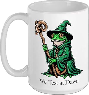 We Test At Dawn Frog Day Coordinator Testing Season Exam Ceramic Mug, White, 15oz