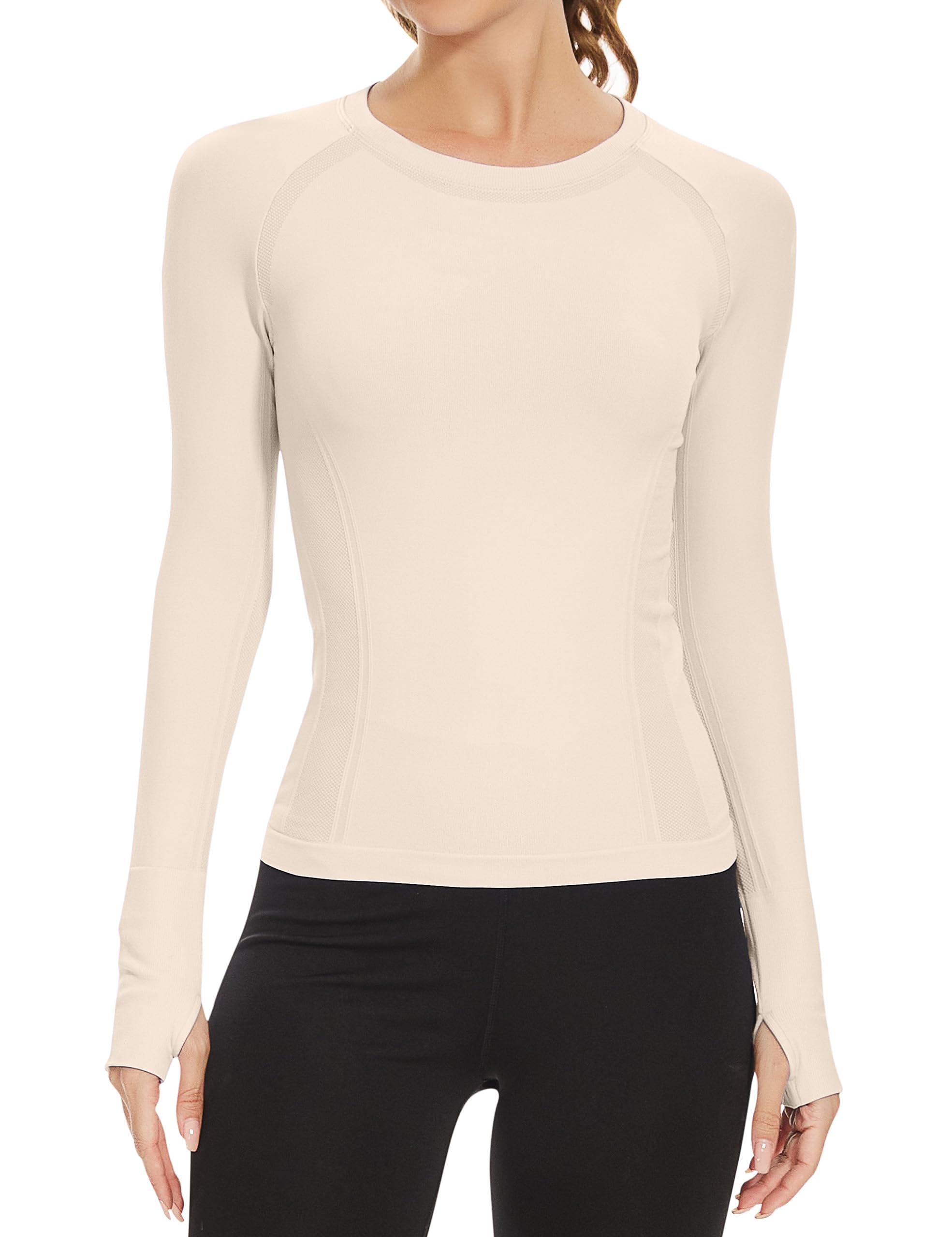 MathCat Seamless Long Sleeve Workout Tops with Thumb Holes