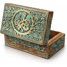 Handmade Wooden Jewelry & Keepsake Box, Decorative Storage Box, 8 x 5 Inch