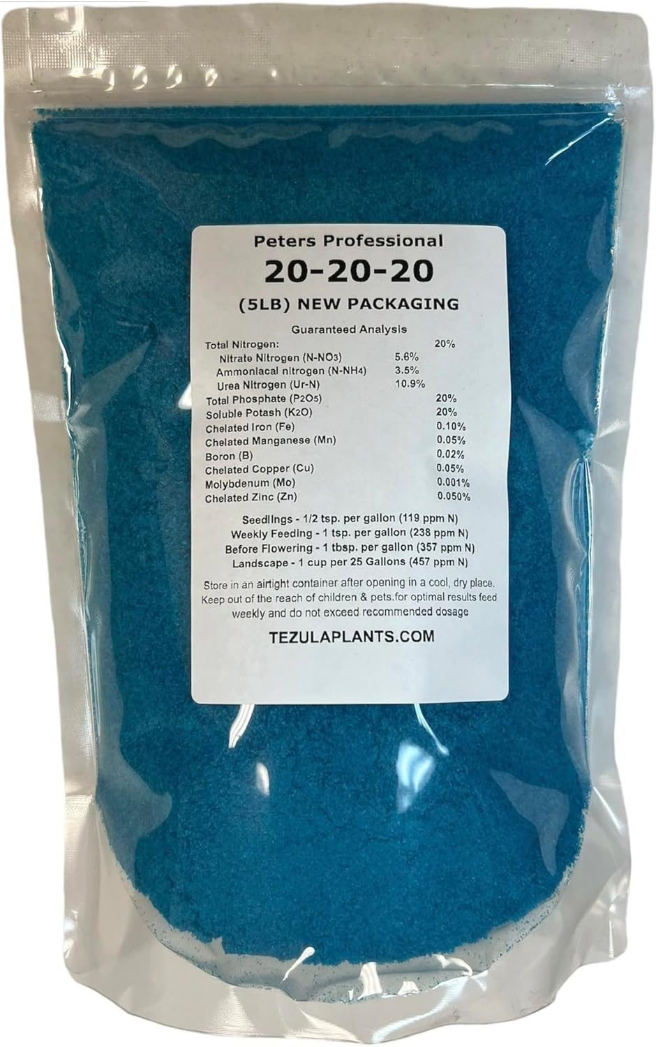 Peters 20-20-20. 5 Pounds. General Purpose Water Soluble Fertilizer with Micro Nutrients.