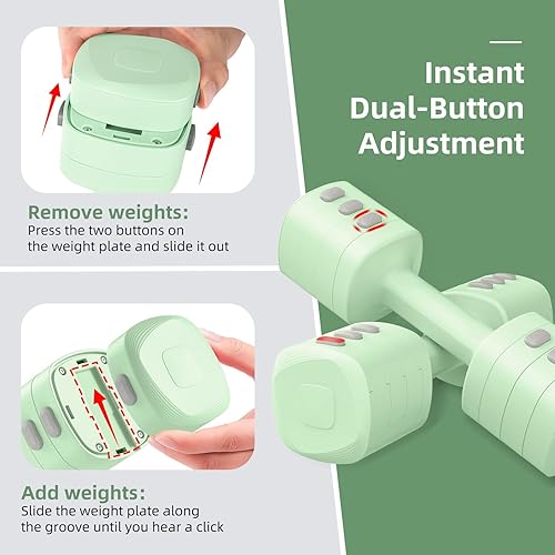 Miniatura 3 de Juego de mancuernas ajustables de 11 libras, juego de pesas de mano de 4 niveles para mujereshombres cada una de 2.23.34.45.5 libras, pesas para