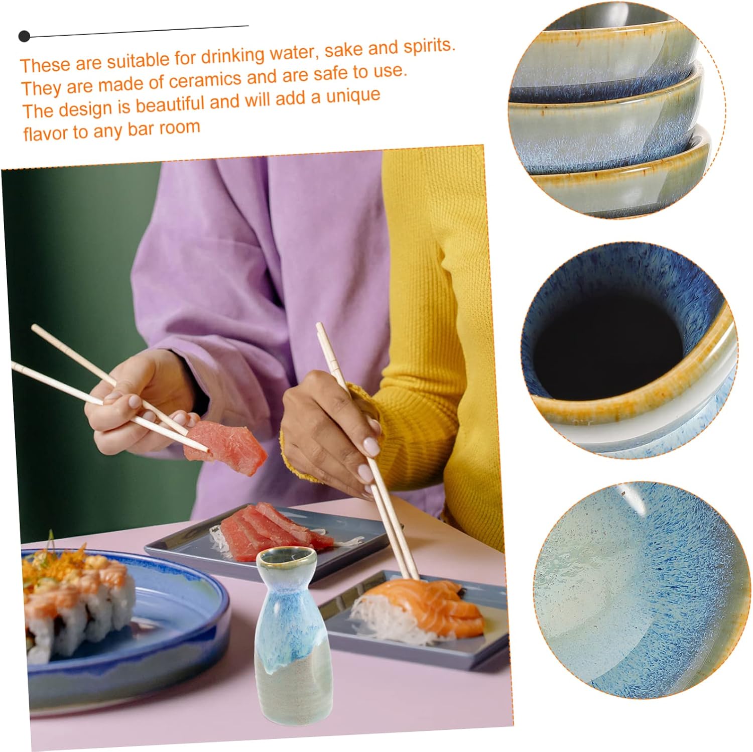 Ceramic Sake Serving Pot and Japanese Wine Cup Set Xmas