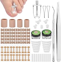 Ingrown Toenail Removal Kit, Ingrown Toenail-Corrector Tools with Podiatry-Toenail Braces, Silicone Toe Strap, toenail Straightener Strips and Patch for Toe Pain Relief