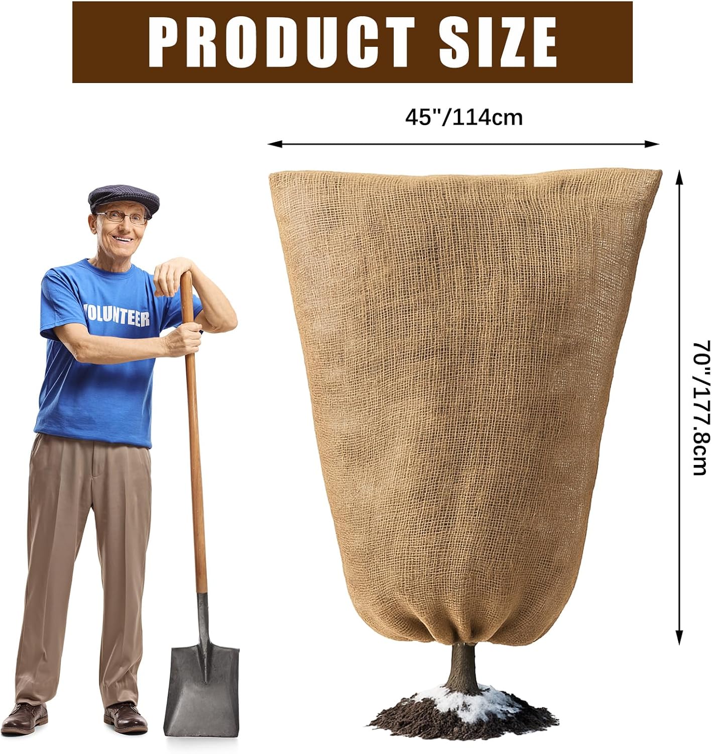 2 Pcs 70" x 45" Burlap Winter Plant Cover Bags Large Reusable Plant Covers Freeze Protection Bags with Zipper Drawstring for Outdoor Plants Fruit Tree Potted