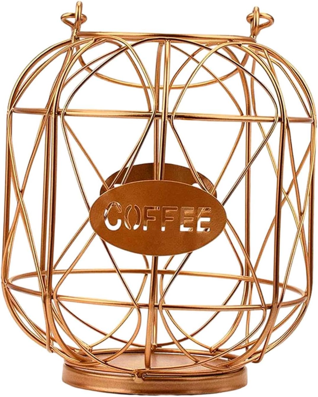 Coffee Pod Holder Coffee Pod Basket Freestanding Iron with Handle Organizer Coffee Pod Container for Hotel Kitchen Countertop, Rose Gold
