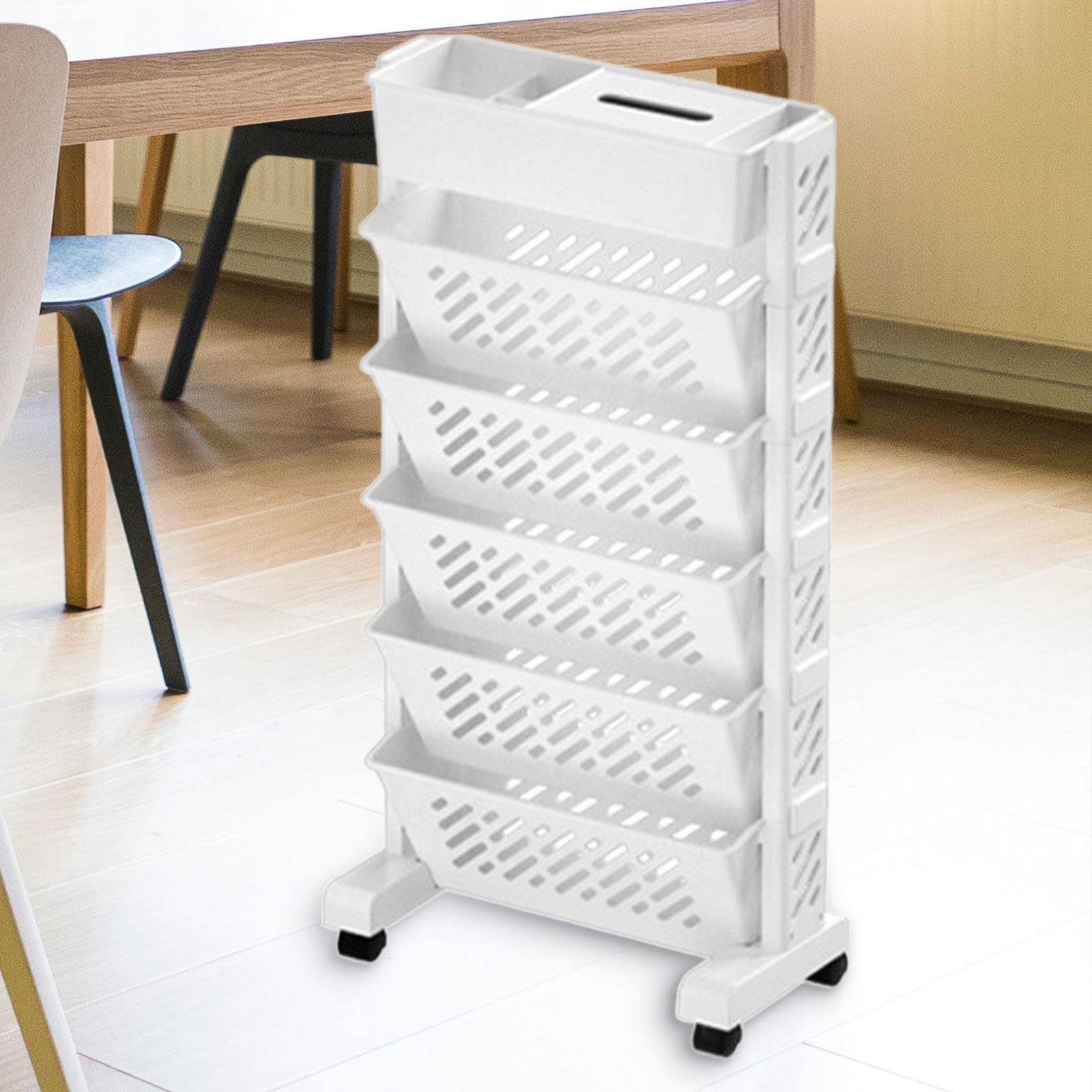 Sharplace Estantería Móvil para Libros, Soporte con Ruedas para Decoración, 6 capas