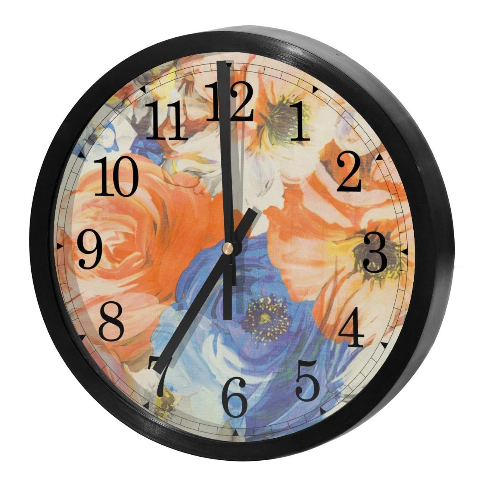 Horloge murale quartz silencieuse pivoine pour école et bureau calme