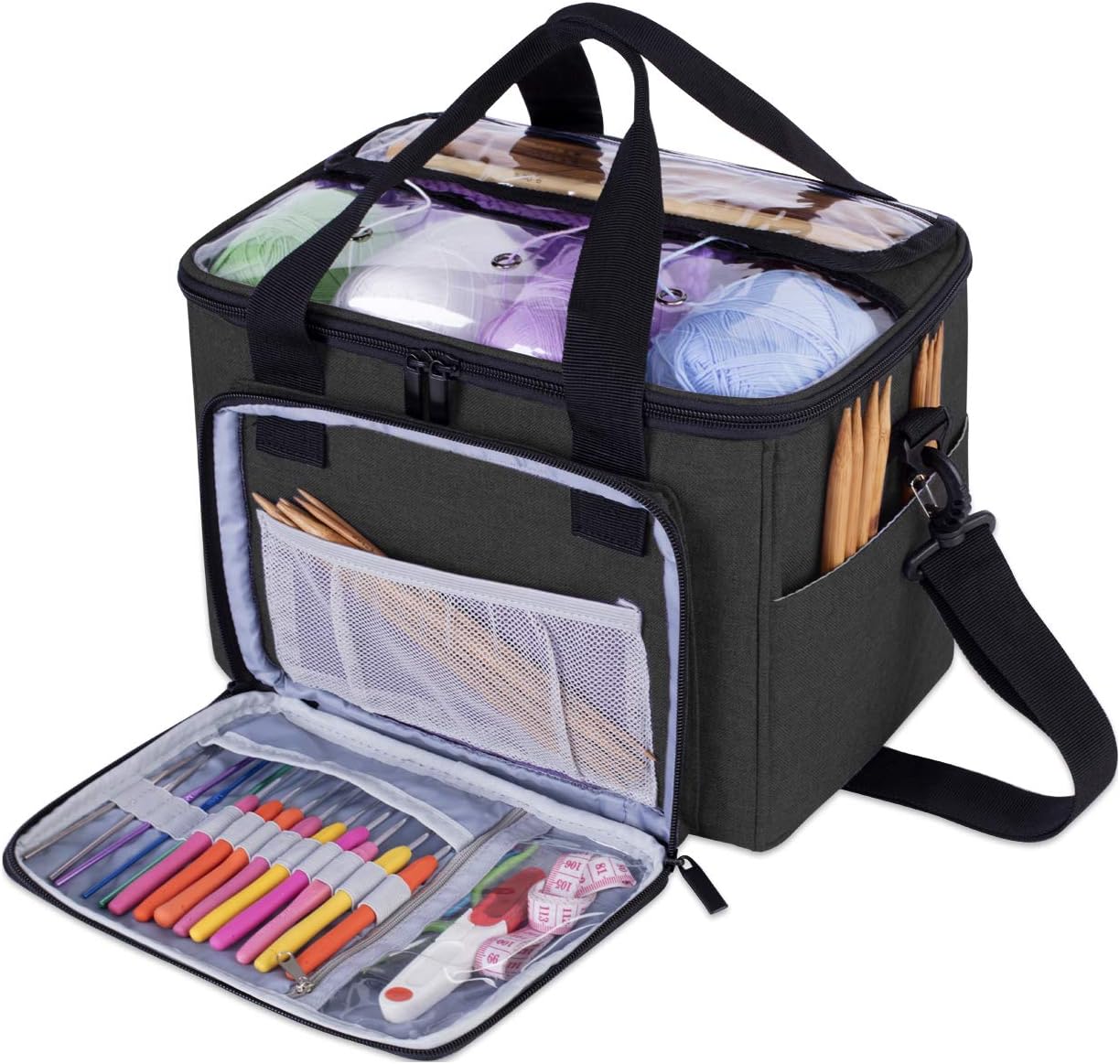 Teamoy Knitting Bag, Yarn Storage Tote with Inner Divider