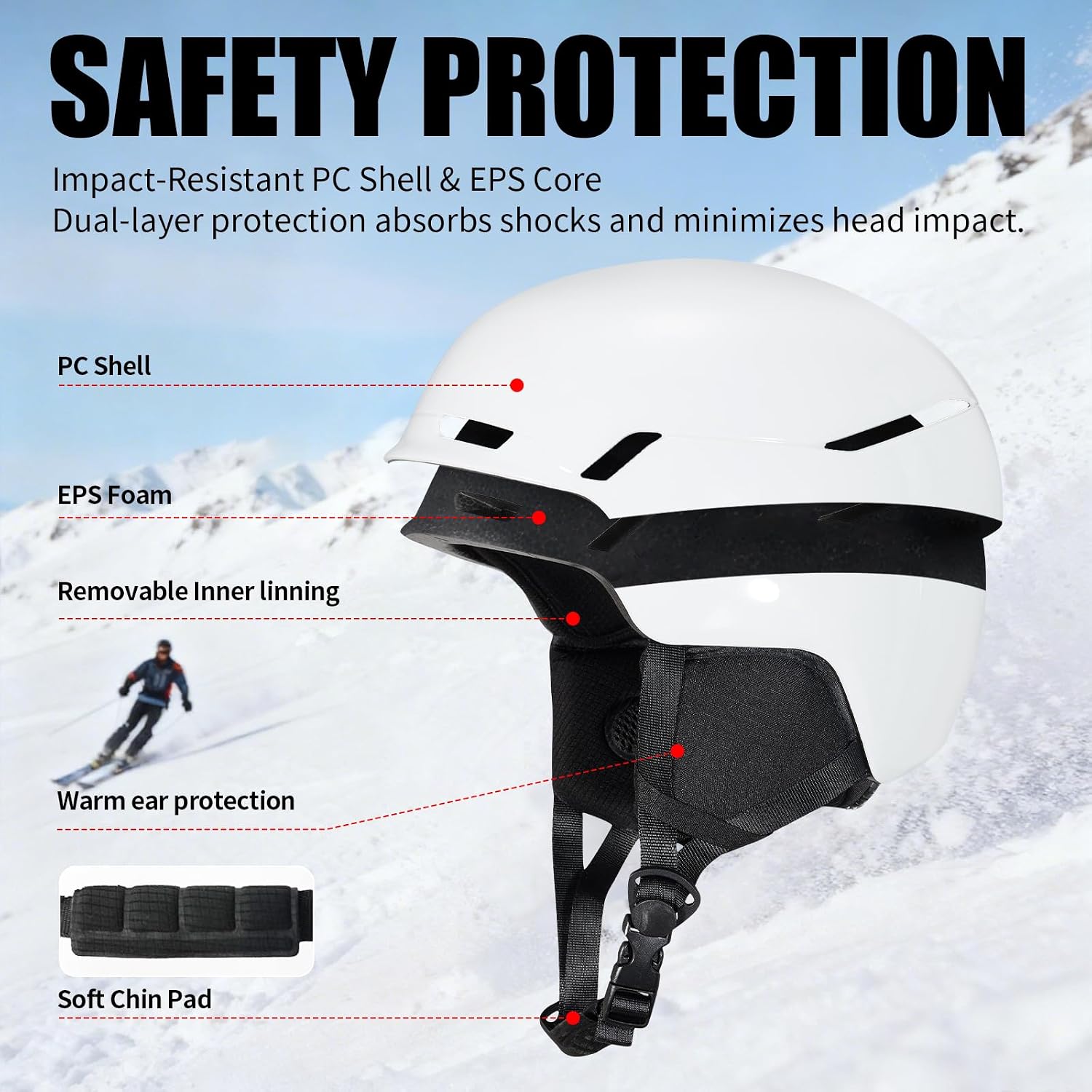 VCOROS Ski Helmet with Ski Goggles DXH-816 Snowboard Helmet Men Women for Snow Sport,Skiing,Skating,Snowboarding(Matte Black,Medium)