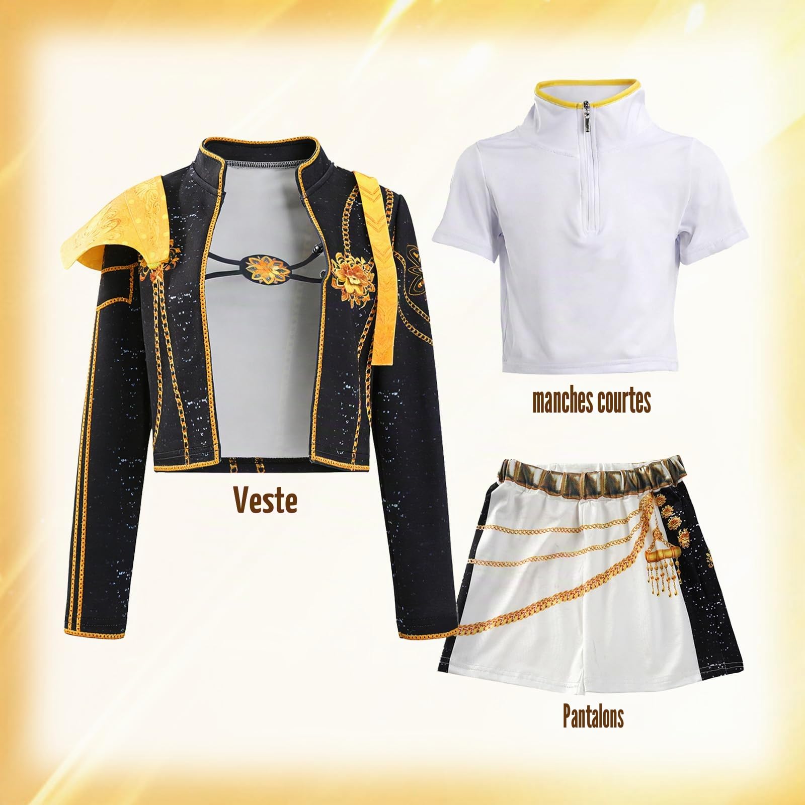 Costume de cosplay d'anime pour fille - Ensemble de tenues avec veste, gilet et short - Pour Halloween, carnaval, fête, cosplay