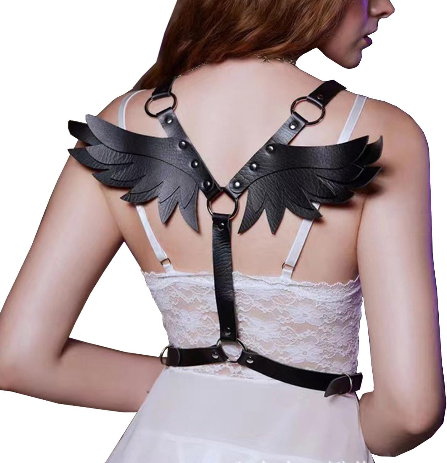 BAQOEYII Women Punk Angel Wings Body Chest Harness,Punk Angel Wings Waist Harness,Punk Angel Wing Chest Body Harness