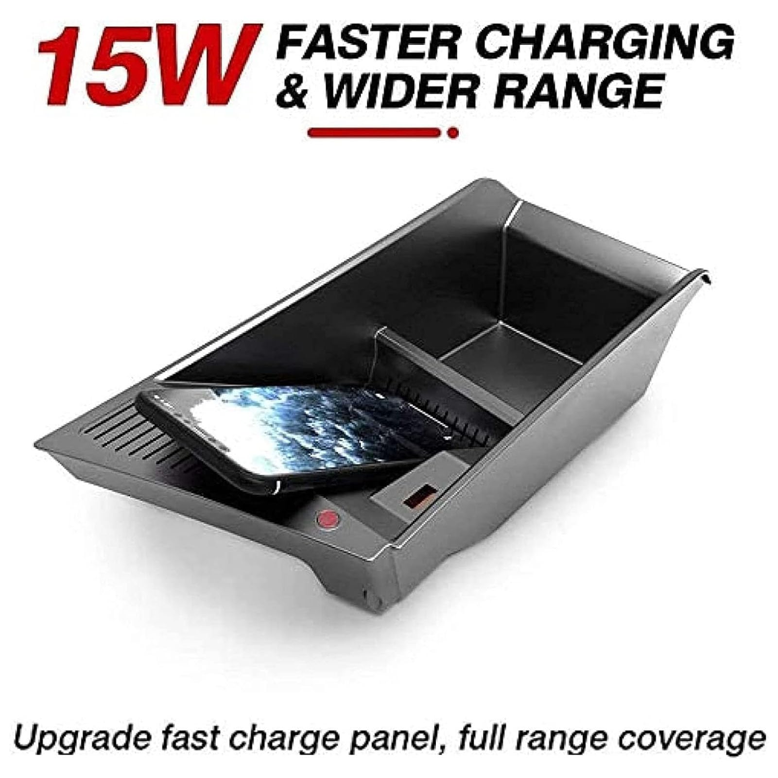 Cargador Inalámbrico para Coche con Carga Rápida USB Qc 3.0 De 1 Puerto,Cargador Inalámbrico Qi De 15 W Máximo para Teléfono De Coche para BMW X1 F48 X2 F39 2016 2017 2018 2019 2020 2021 2022 2