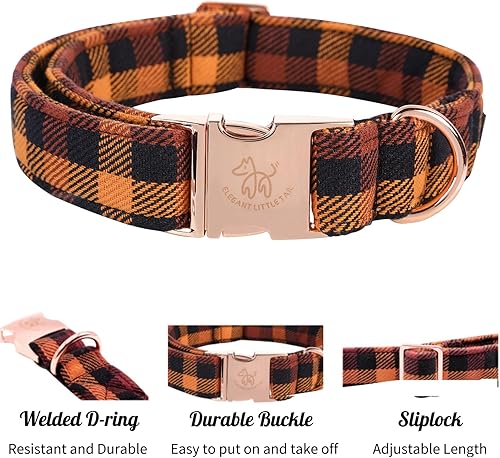 Miniatura 2 de Elegant little tail Collar de otoño para perro, collar de otoño para mascotas, collares de perro a cuadros amarillos duraderos para hombres o