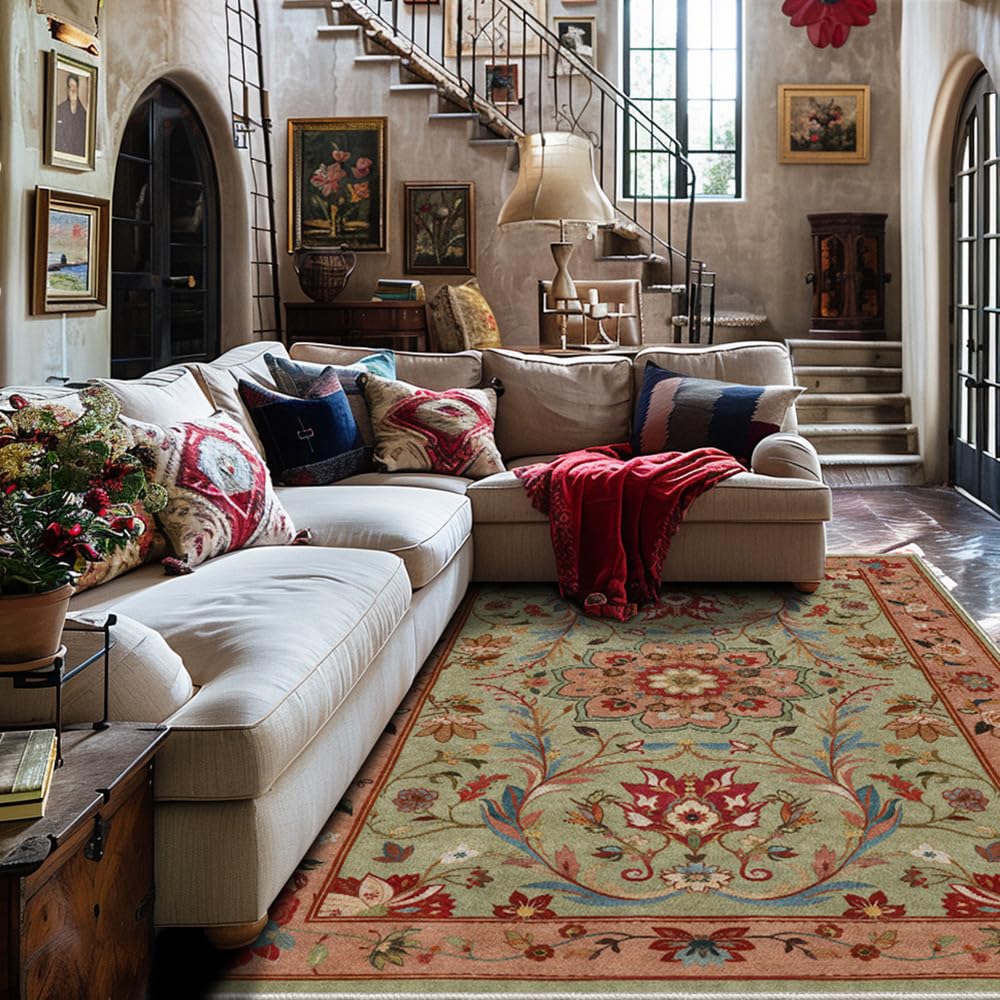 Tapis de salon anti-tache à poils courts pour intérieur avec animaux