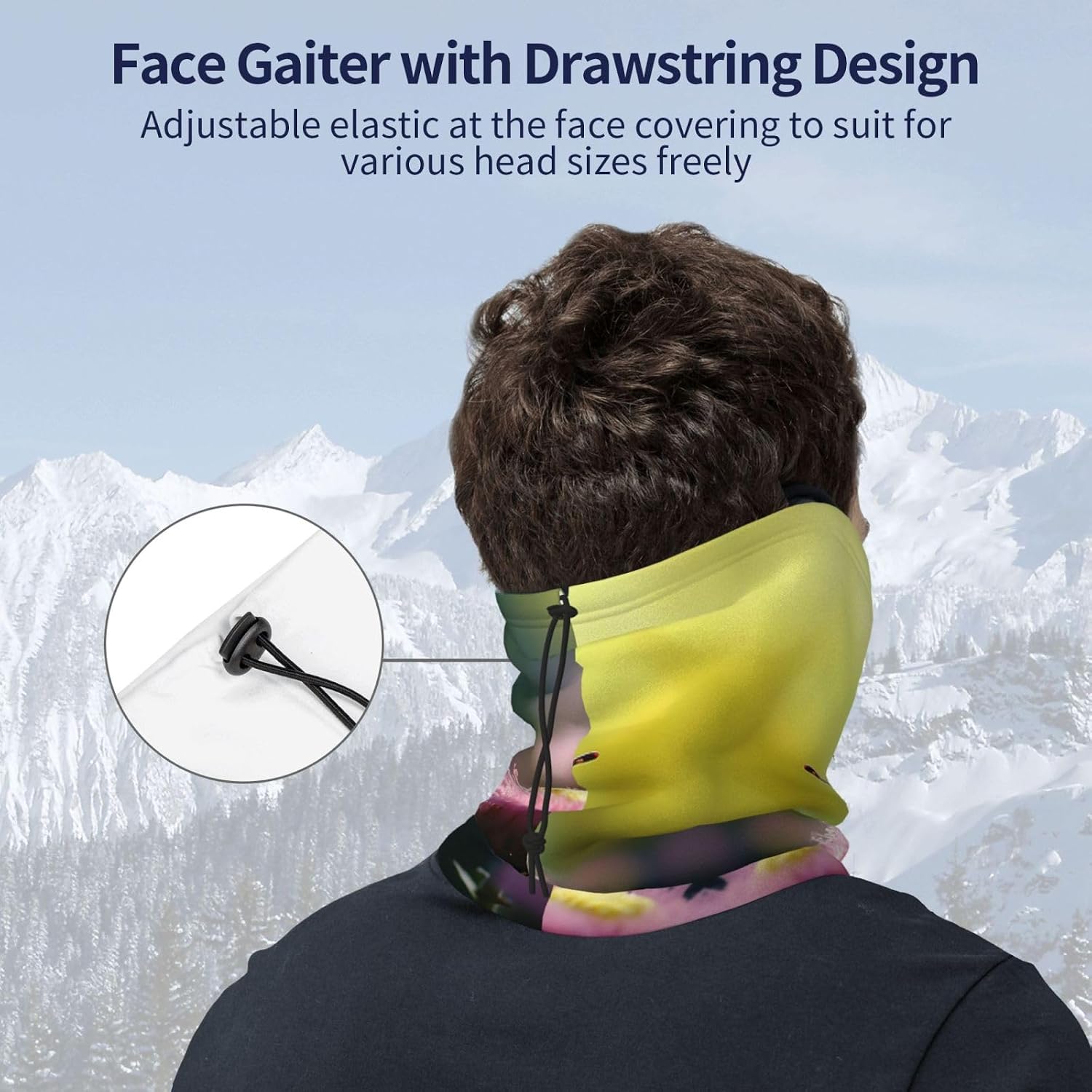 Winter Neck Warmer for Men Women, Yellow Butterfly Neck Gaiter UV Sun Protection Face Mask Windproof Cold Weather Face Cover Thermal Ski Mask Scarf for Outdoor Sports Bandana