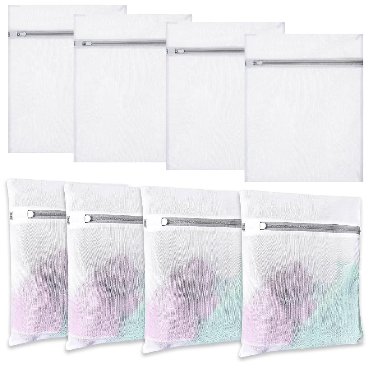 8 Pieces Mesh Laundry Bags with Zip 40x30cm Small Washing Bags for Laundry