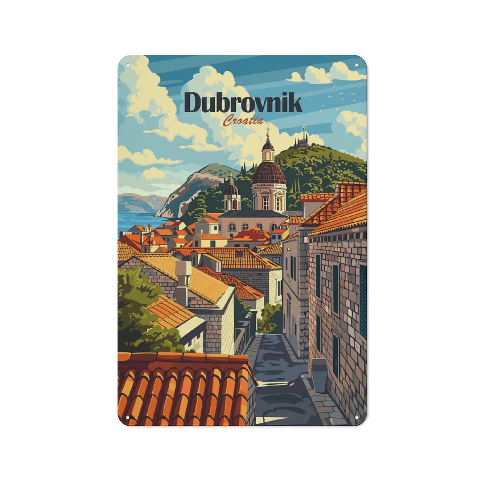 Junmoney Style-16 Dubrovnik Croatia Travel (2) Vintage Tin Sign 30X20cm For Studio Or Craft Room, Suited To Creative-Space Collectors
