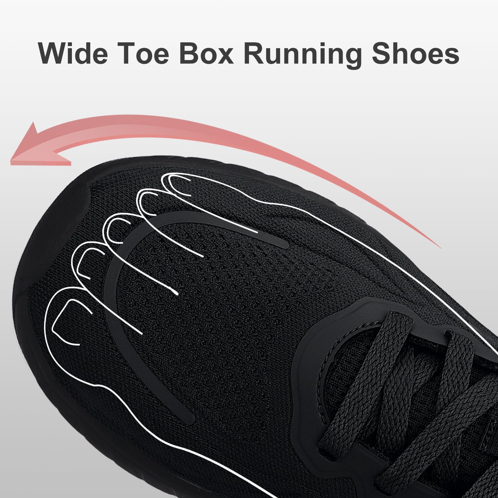 Puweco Breathable Mens Running Shoes Anti Slip Athletic Shoes for Men Lightweight Workout Sneakers for Walking Gym Fitness Jogging Sports All Black