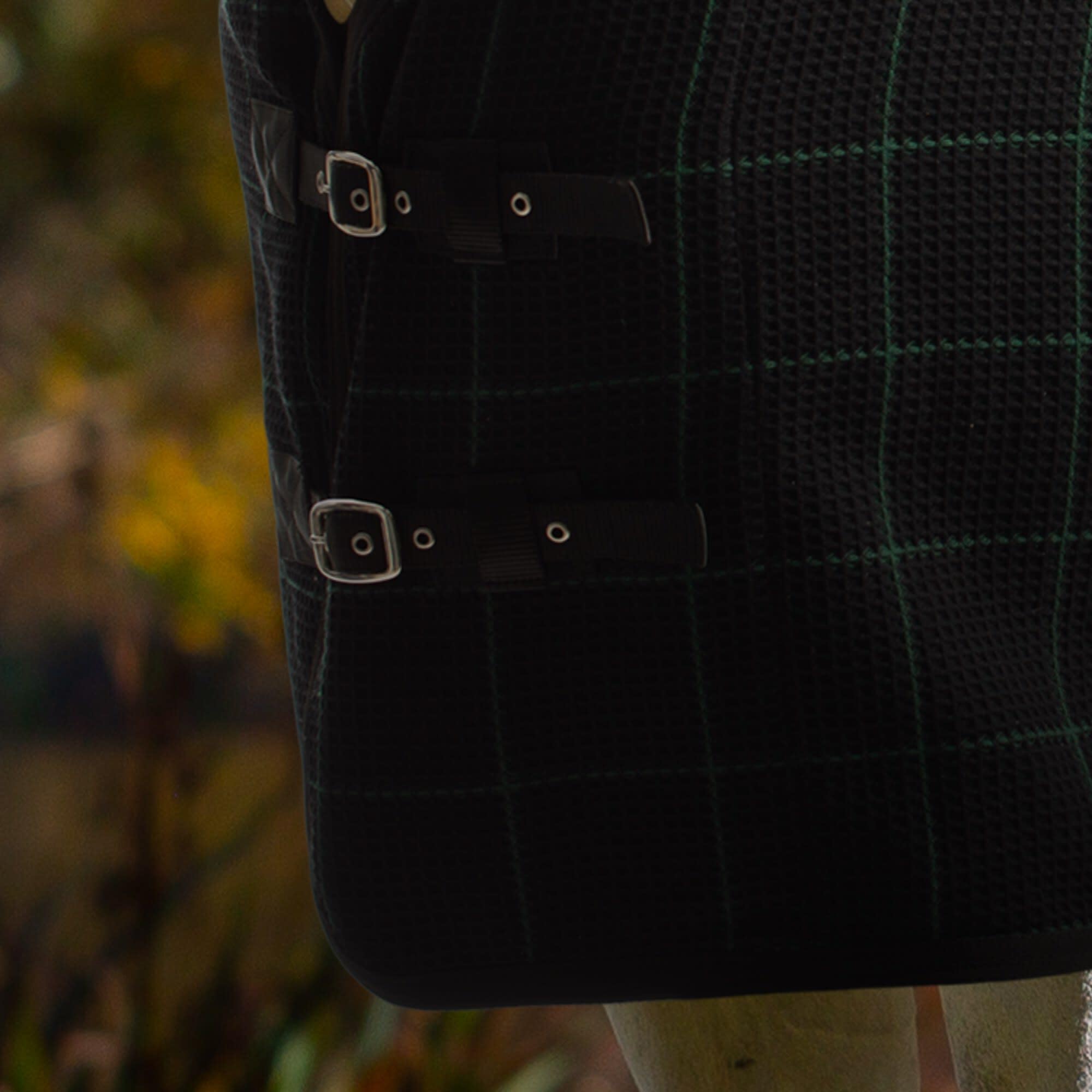 Equinavia Luftig Waffle Cooler | 100% Cotton - Black/Hunter Green - 78 in