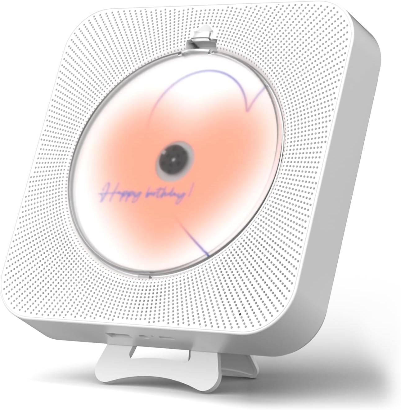 Yintiny Rechargeable Cute CD Player with Blutooth 5.0, Portable Music Player For Home decor, Remote Control, Support AUX in Cable&USB (WHITE)