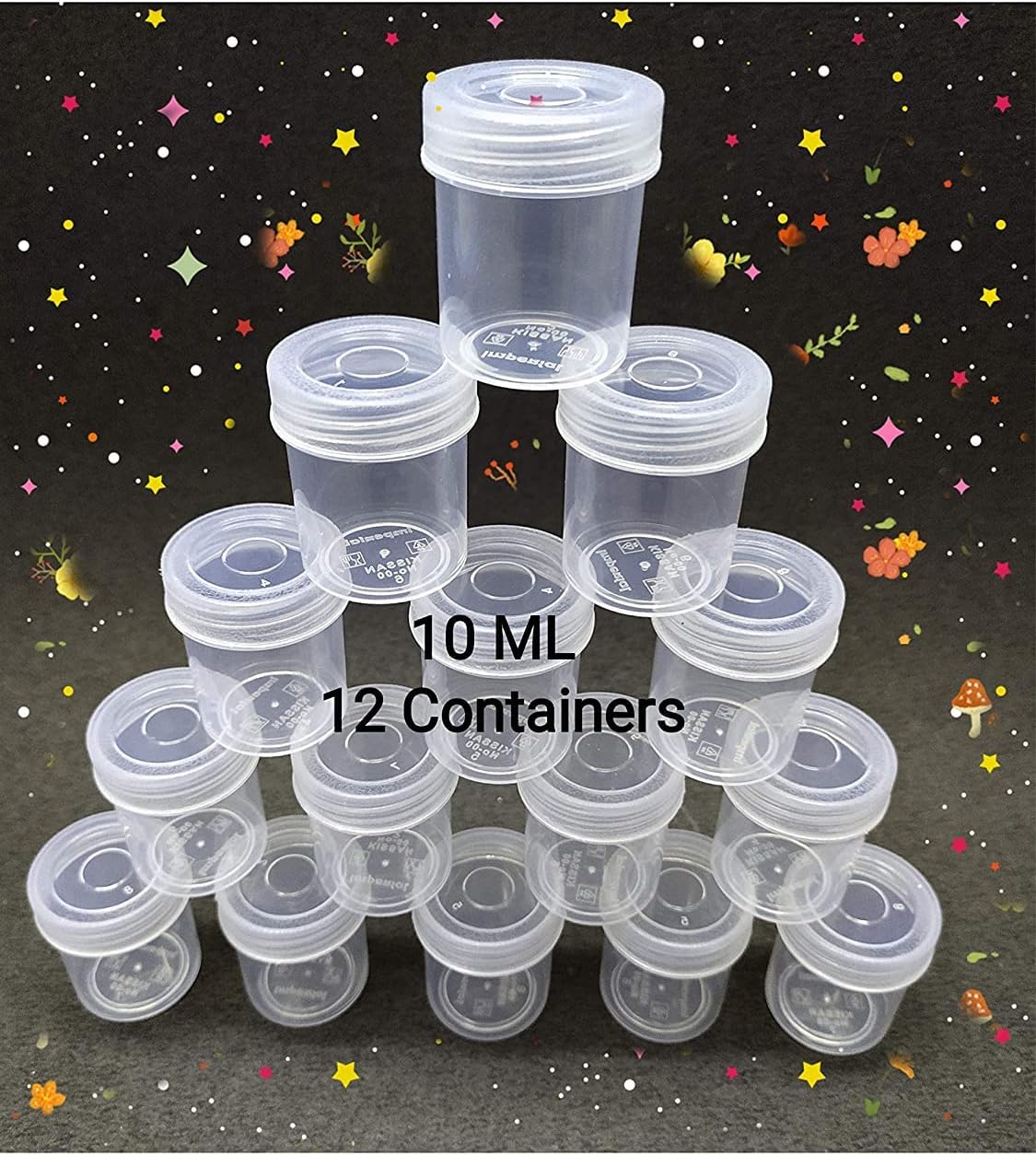 R.P.S Y. S. Traders Small Tiny Containers Plastic Clear Boxes With Screw Lid 10 Ml (Pack Of 12)(Size : 3.5 Cm X 4 Cm)
