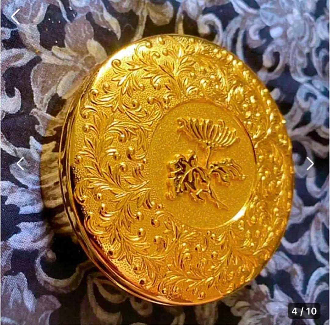 金運爆上風水 鍍金直径6.6cm 高級仏塗香入れ 金属 蓮