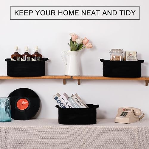 Miniatura 2 de OIAHOMY Cesta de almacenamiento, cestas tejidas para almacenamiento, cesta de juguetes, contenedores de almacenamiento decorativos, canasta de