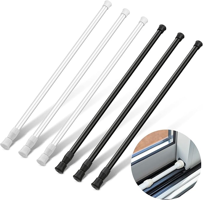 6 Pcs Black and White Sliding Door Security Bar Window Security Bar