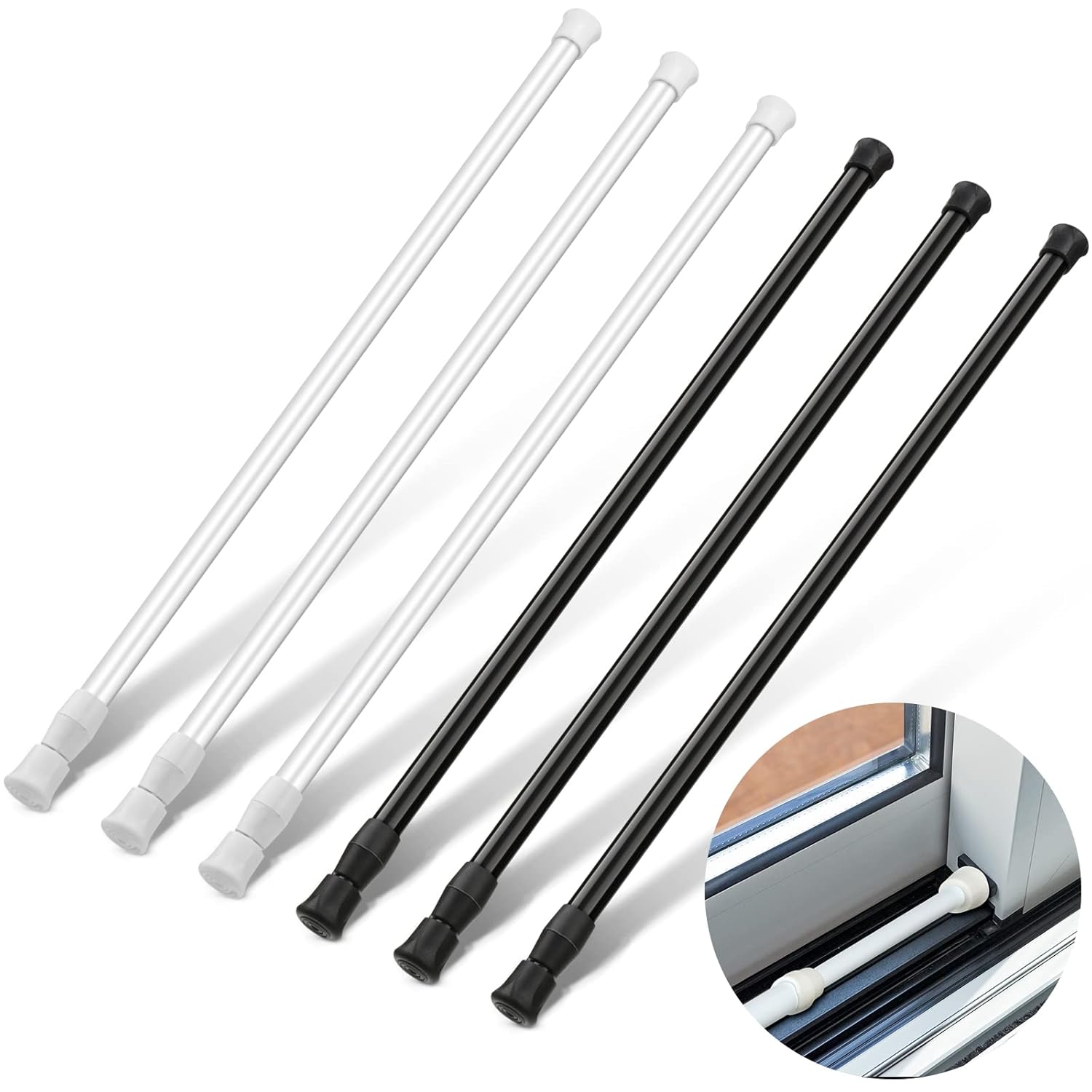 6 Pcs Black and White Sliding Door Security Bar Window Security Bar