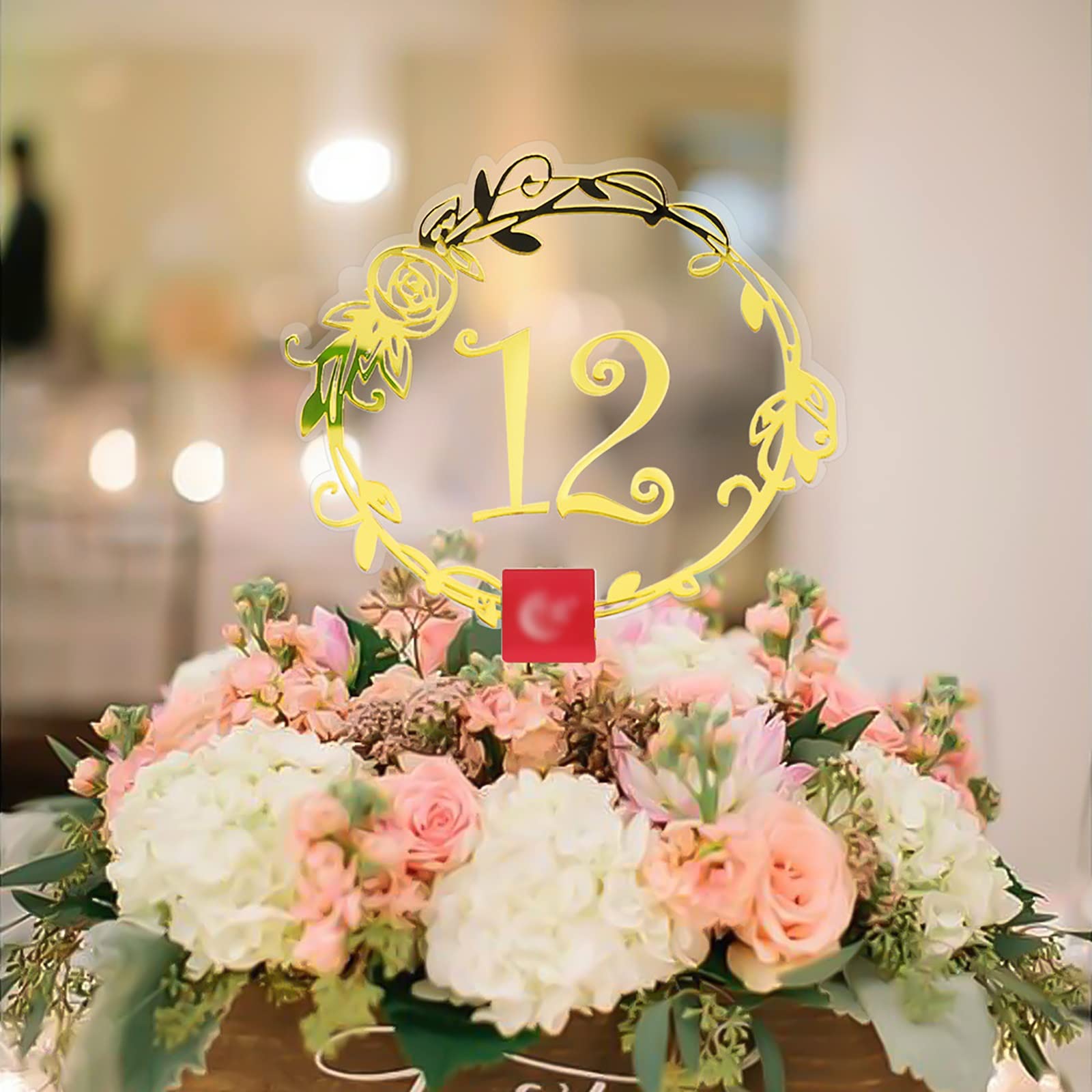 Acryl-Tischkarten, Sitzkarten mit Blumenmotiven, Goldrand, Tischnummern für Hochzeiten, Tischnummern für Restaurant-Tischnummern, für Hochzeitsbankett-Tischnummer ( Color : 1 to 200 , Size : L:12cmxW: