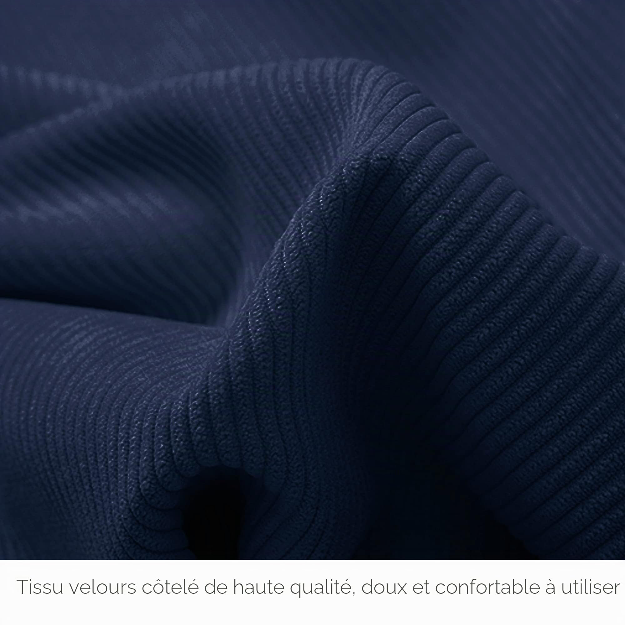 vercart Tête de lit Rembourrage Multifonctionnel Capitonnée en Tissu Détachable en Velours Côtelé Cale Décorative Chevet Moderne Bleu Foncé 180cm