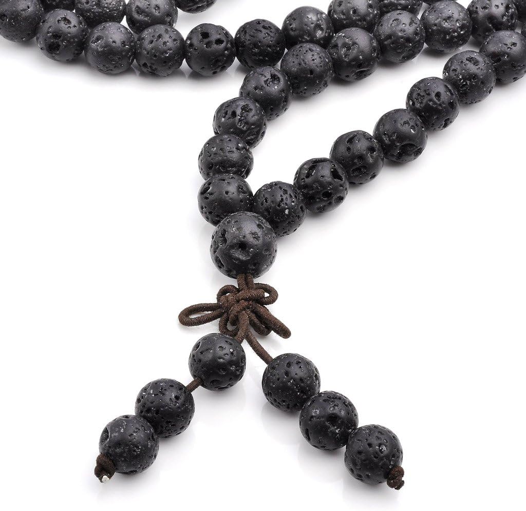 Jovivi 6mm 8mm Natural Lava Rock Stone Healing Gemstone 108 Prayer Beads Tibetan Mala Bracelet Necklace - Image 2
