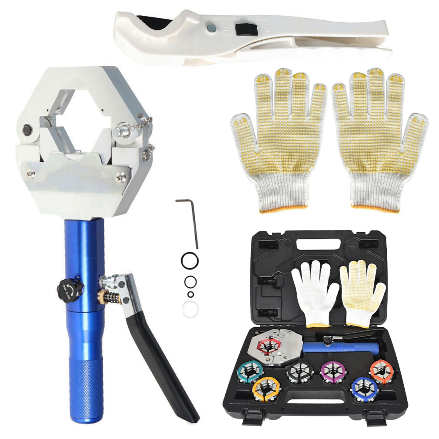 waltyotur Hydraulic A/C Hose Crimper Hydra-Krimp Crimping Tool Handheld Hydraulic Clamp A/C Set with 7 Pairs of Dies for Barbed and Beaded Hose