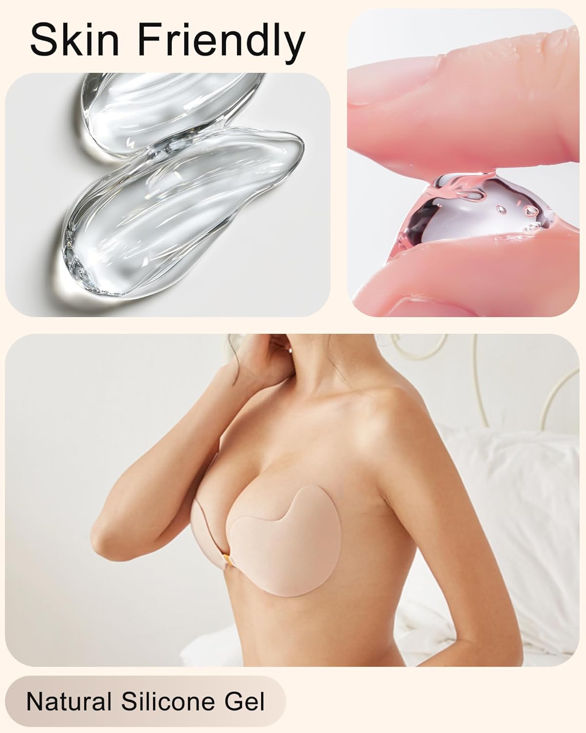 supriya Adhesive Bra Strapless Ultra Sticky Invisible Push up Silicone Bra Multiple Colors Sizes Reusable for Backless Dress