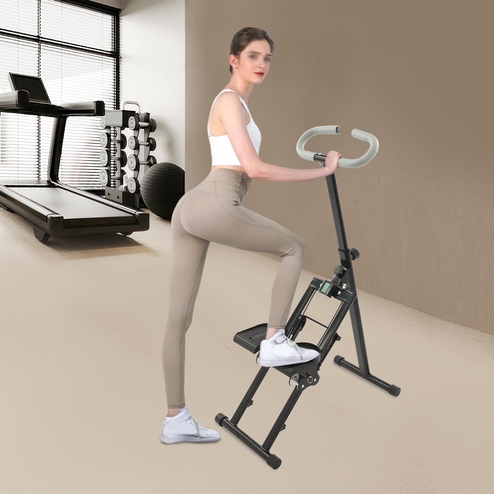 Stair Stepper - Attrezzatura per il fitness, per la casa, pieghevole, portata di 100 kg, 3 livelli, pedali e display regolabili, ideale per l'allenamento di tutto il corpo