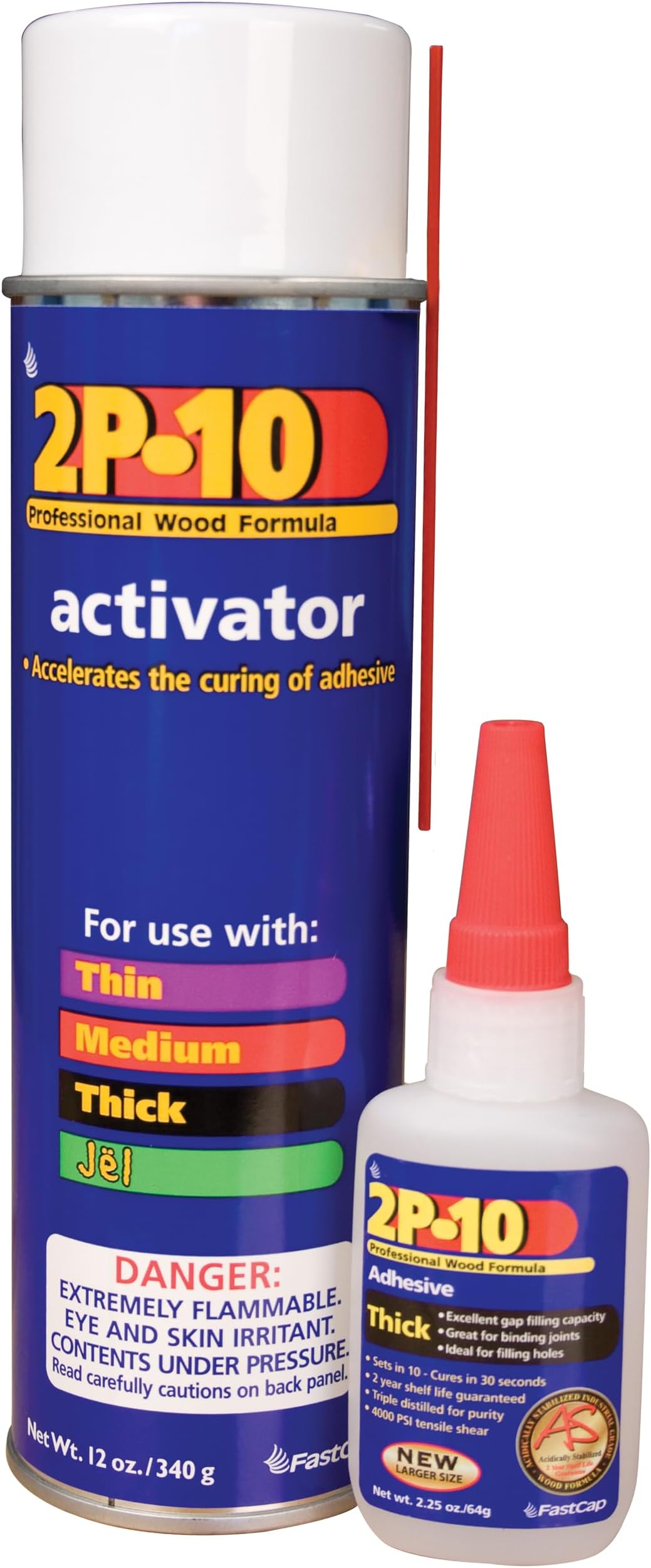 FastCap 2P-10 SoloKit - Instant Adhesive & Activator Set Professional Woodworking Glue Kit (12 oz Activator + 2 oz Thick Adhesive)