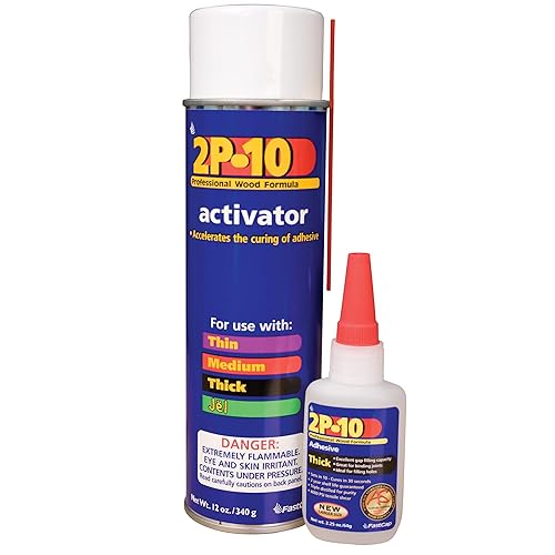 FastCap 2P-10 Super Glue combo de adhesivo, de 2.25 onzas de grosor + activador de 12 onzas