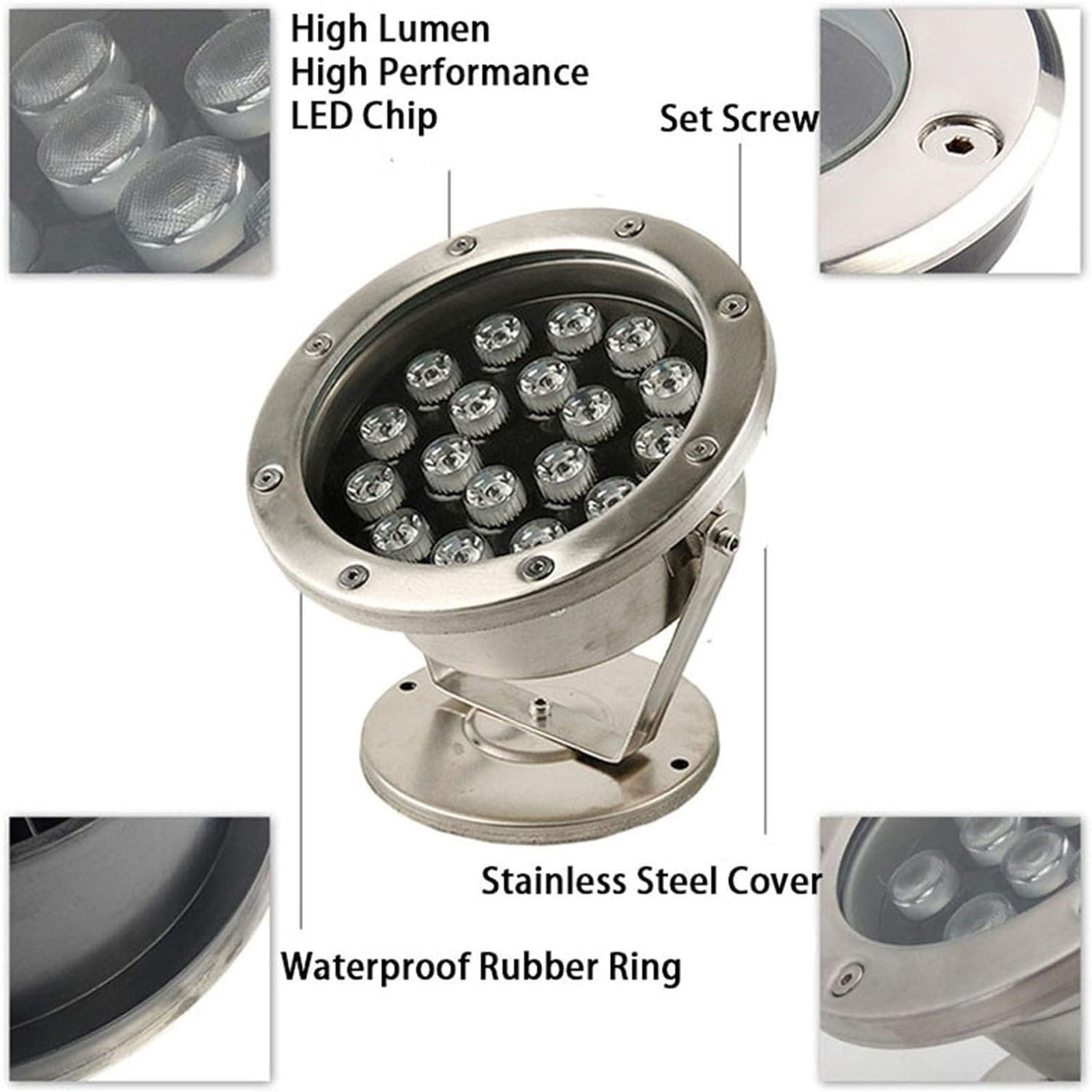 RGB-Unterwasser-Teichbeleuchtung – tauchbares LED-Brunnenlicht, 24 V IP68 wasserdichter Niederspannungs-Unterwasserscheinwerfer, verstellbar(Blue),15W
