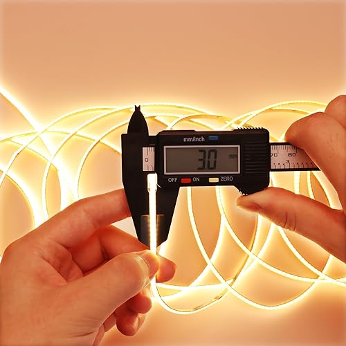 Miniatura 2 de Tira LED COB delgada de 12 V de 0.118 in 3000 K, blanco cálido, 16.4 pies, CRI brillante 90, uniforme sin puntos, 384 LEDsM, cinta adhesiva flexible
