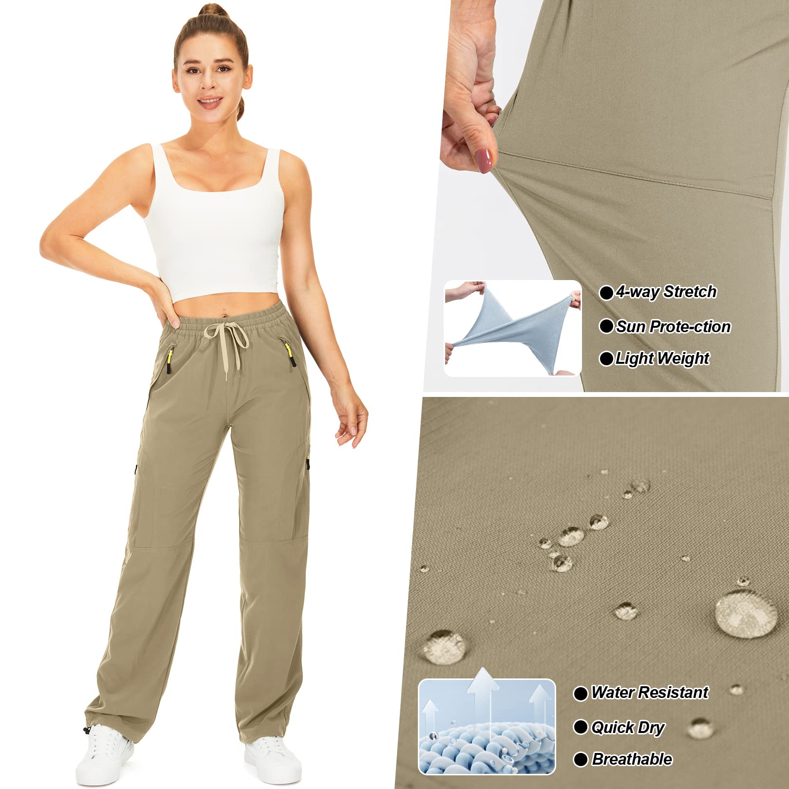 yeyity Pantaloni da trekking da donna, leggeri ad asciugatura rapida, traspiranti, cargo con protezione UV, da jogging