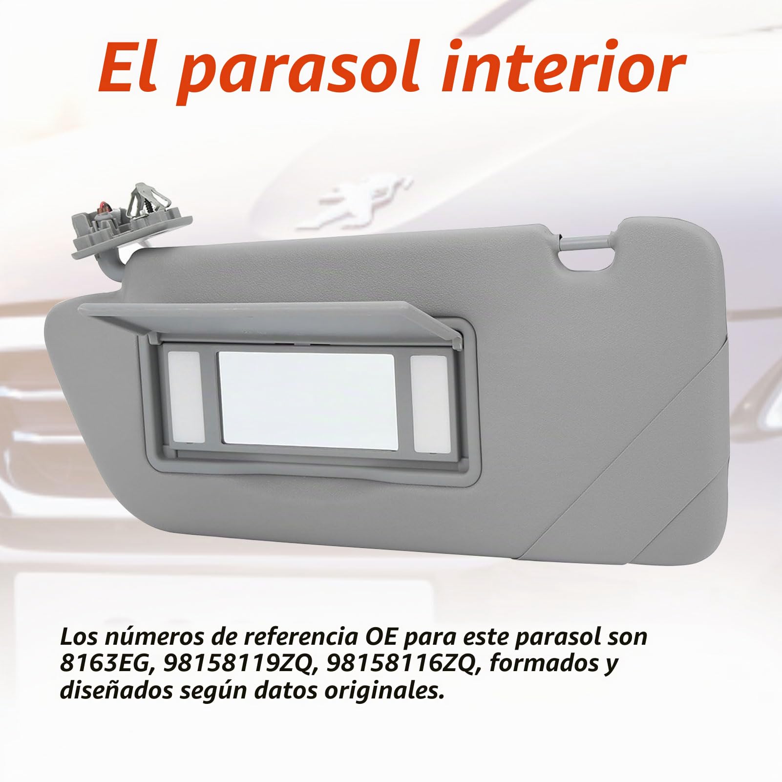 Viseras Interiores para Automóviles, ABS Parasol para El Lado Izquierdo del Conductor Automático Visera Parasol Sin Techo Corredizo Y Reemplazo De Luz para Peugeot 2008 3008 301 308 308S 408 508
