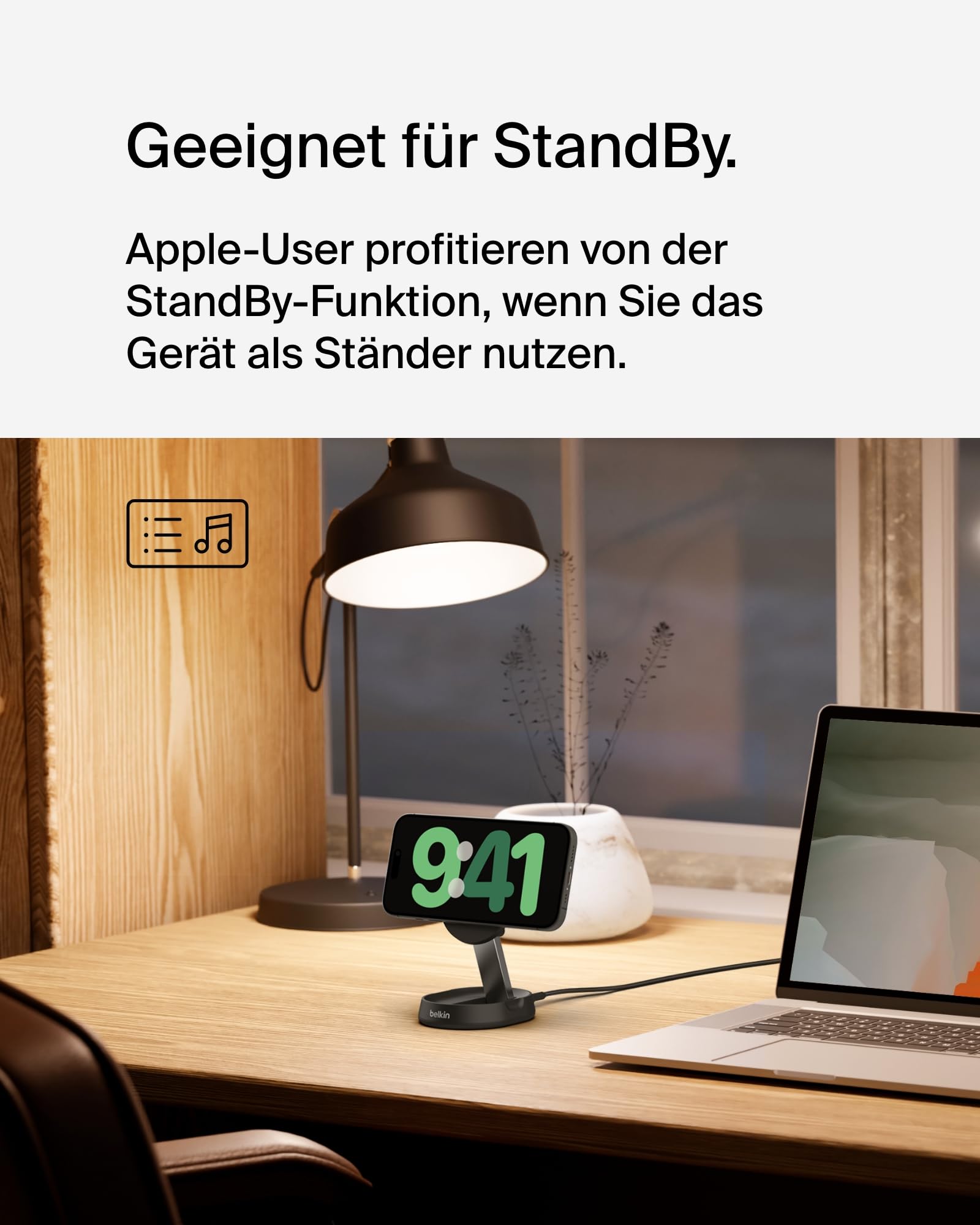 Belkin BoostCharge Pro induktive Ladestation 15W, Qi2-Ladegerät, kabelloses Ladegerät, kompatibel mit MagSafe, kabelloses Qi2-Ladestation für Apple iPhone 16/15/14/13/12, AirPods Pro – Schwarz