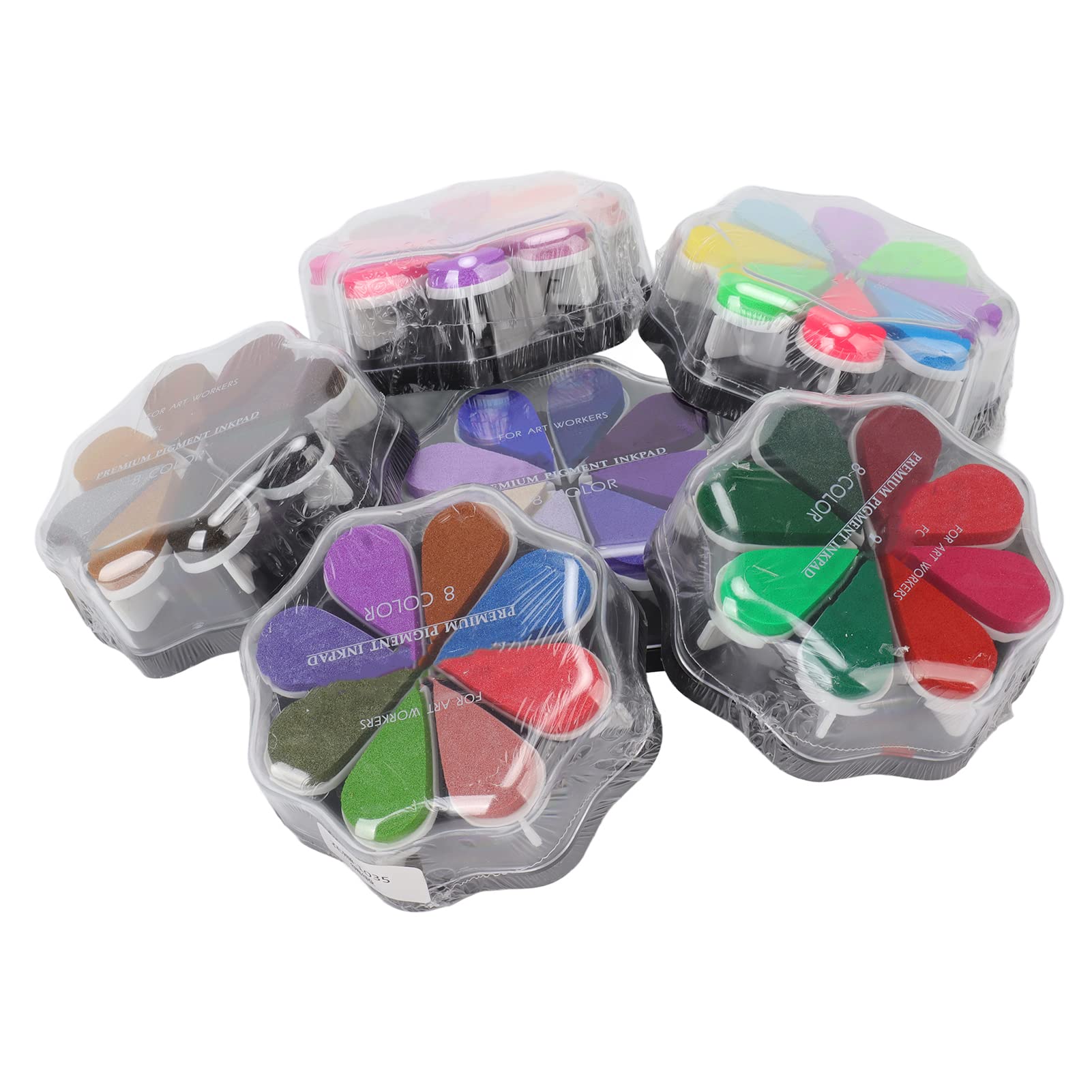 Tnfeeon Tampone di Inchiostro Lavabile, 6 Pezzi Tampone di Inchiostro Portatile a Forma di Fiore per Progetti Fai da Te, Impronte di Bambini per Ufficio a Casa con Stampa Oleosa