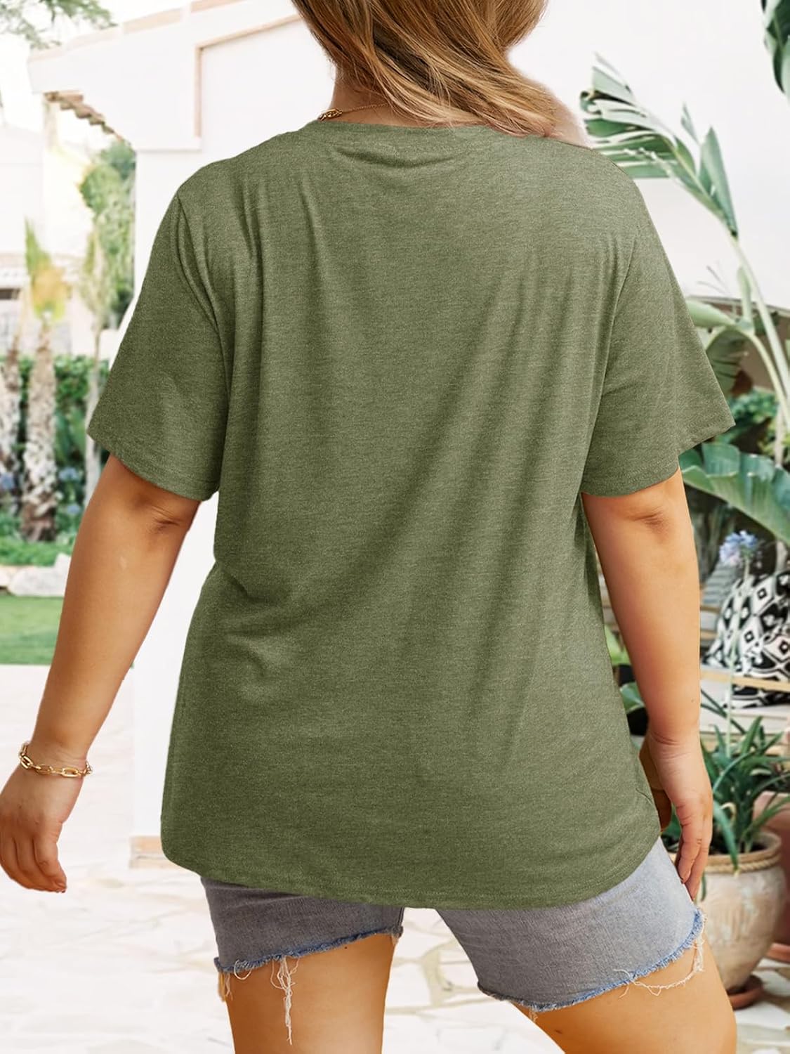 Anbech Womens Plus Size Tops Short Sleeve Casual T-Shirt Kindness Flowers Print Pullover Tunic 1X-5X - Image 4