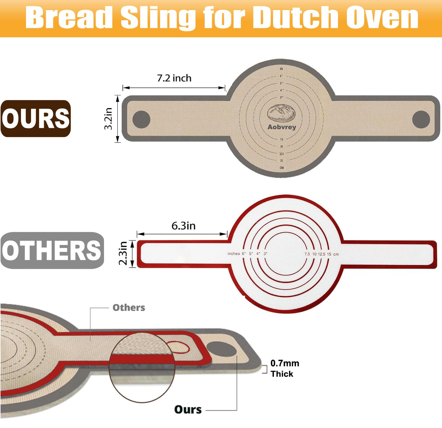 Dutch Oven Silicone Bread Sling - Non-Stick, Easy-to-Clean, Reusable Bread Baking Mat for Transferable Doughs — Amazon image 2