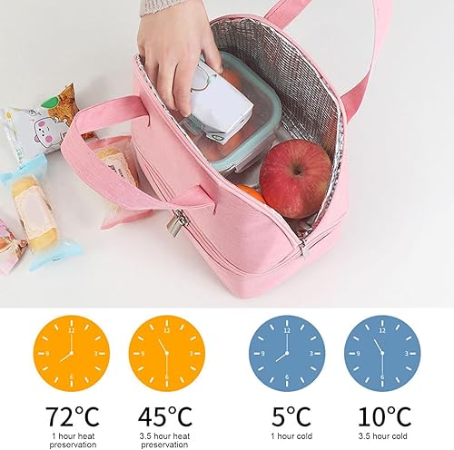Miniatura 5 de Bolsa de almuerzo ligera para mujer, bolsa de almuerzo aislada Bento, bolsa compacta para oficina, viajes, picnic, bolsa térmica para almuerzo,
