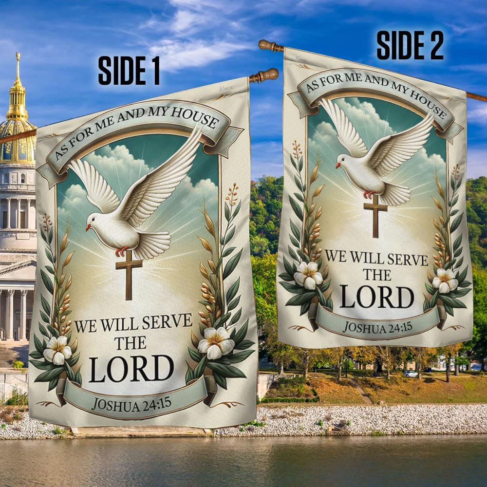 American Flag-Christian Flag As For Me And My House We Will Serve The Lord TQN2348F, House Flag (29.5" x 39.5")-USA Flags Premium Polyester-Decorative Indoor Outdoor Flag